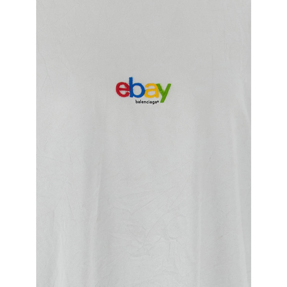 Balenciaga Katoenen Logo T-shirt White Heren