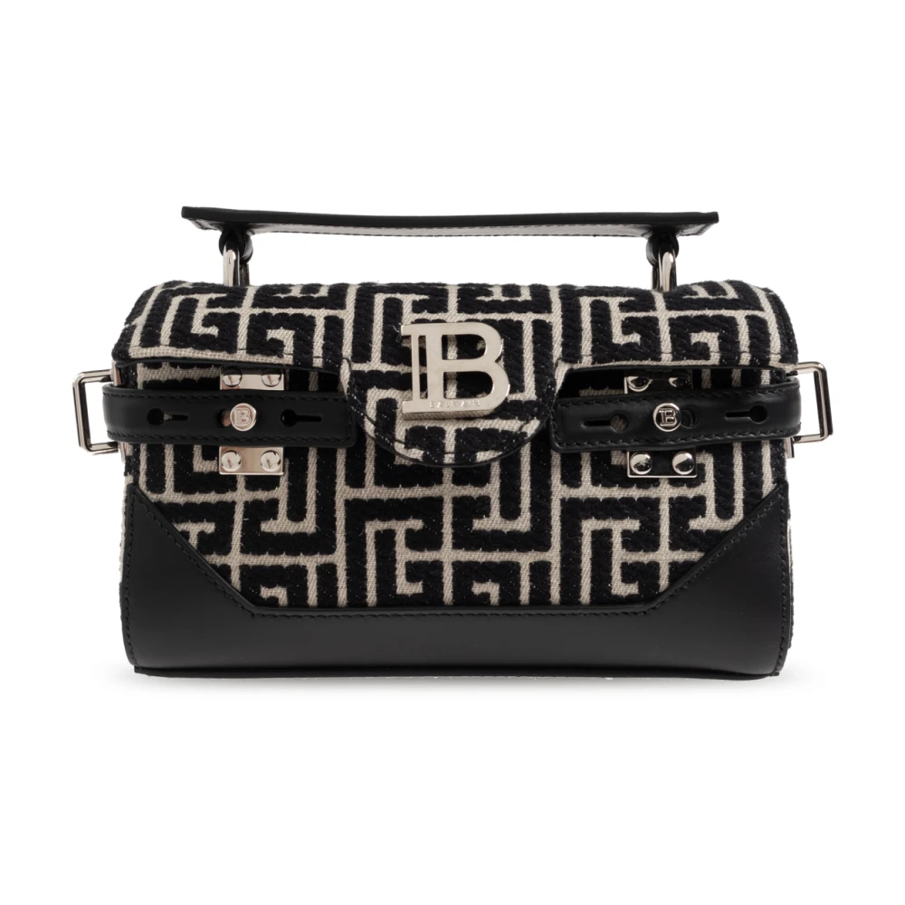 Balmain Monogram Crossbody Tas Zwart en Wit Black Dames