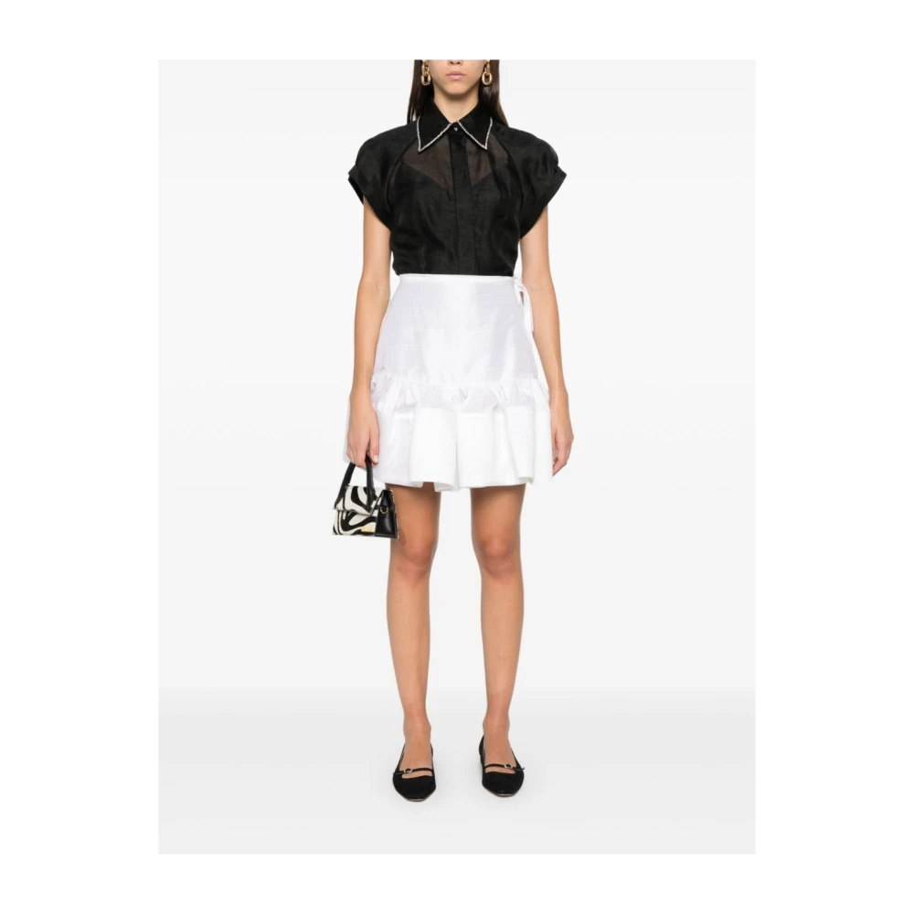 Zimmermann Doorschijnende kristalkraag shirt Black Dames