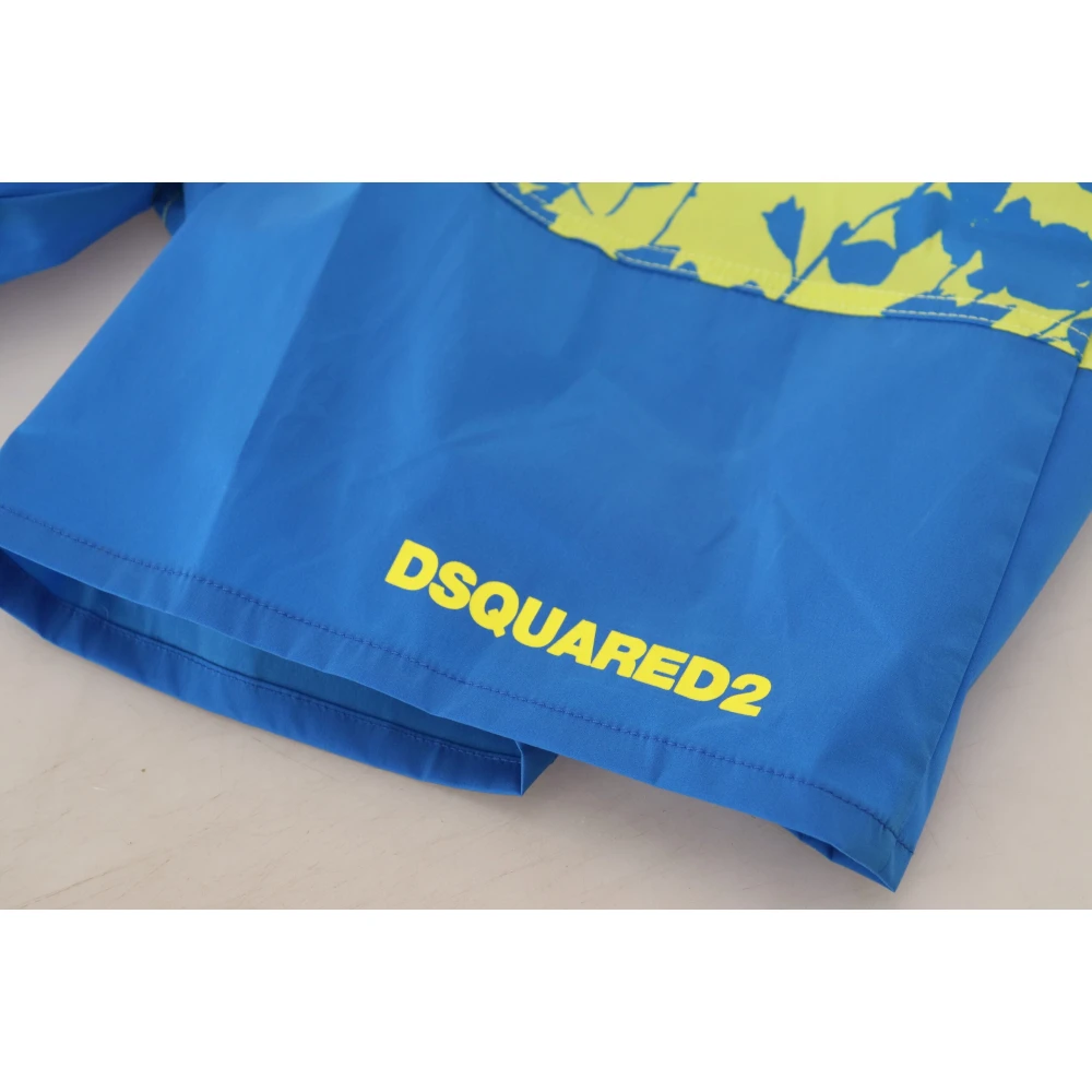 Dsquared2 Blauw Groene Logo Print Zwemshorts Multicolor Heren