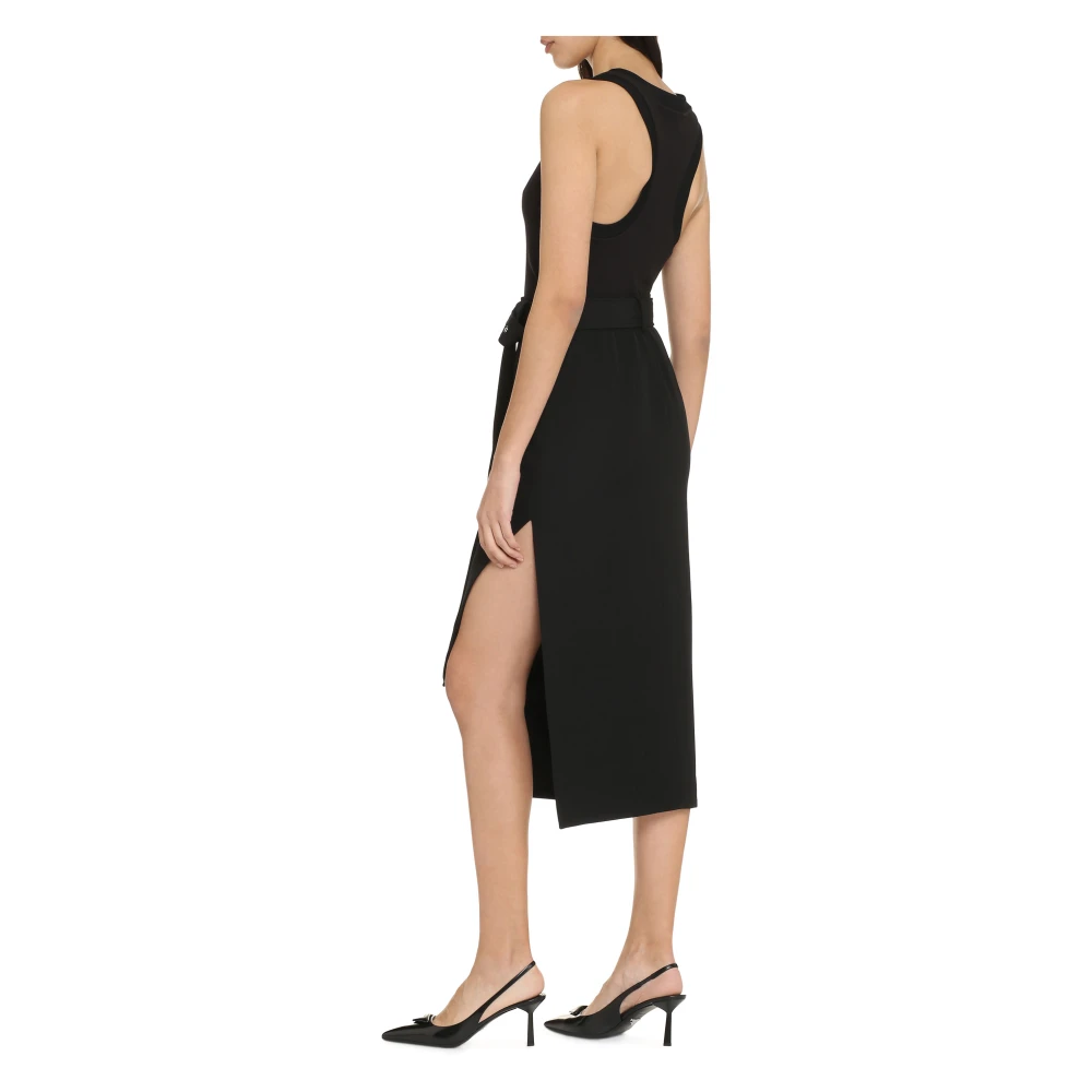 alexander mcqueen Katoenen jurk met riem en zak Black Dames