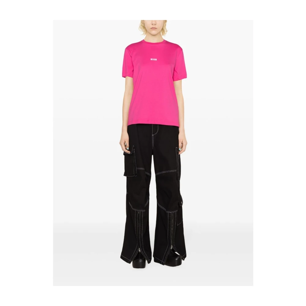Msgm Roze & Paarse Katoenen T-Shirt Pink Dames