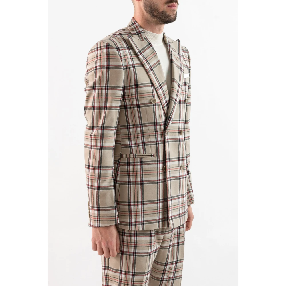 Corsinelabedoli Geruite Print Double-Breasted Jas Multicolor Heren