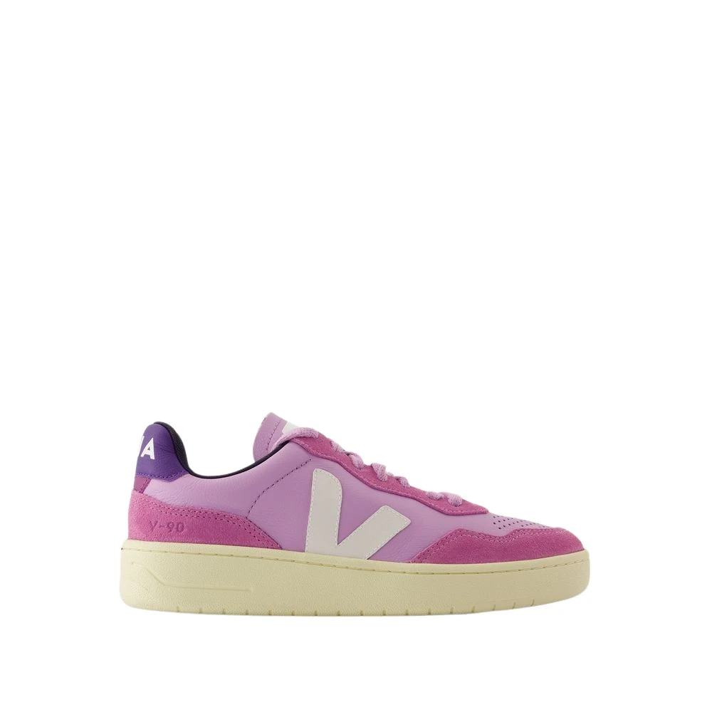 Veja Rosa Läder Sneakers - Rund Tå Pink, Dam