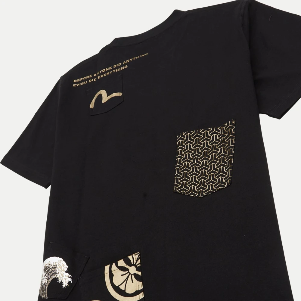 Evisu Zwart Katoen Regular Fit T-Shirt Black Heren