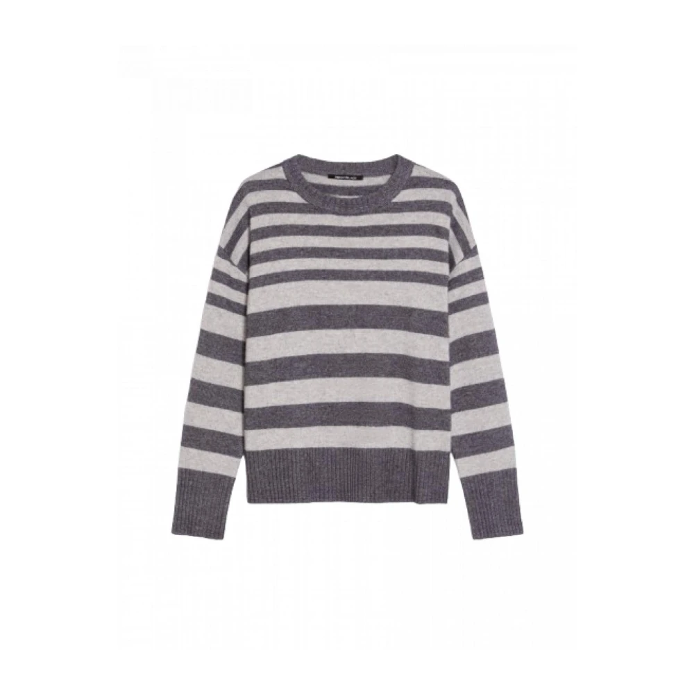 Pennyblack Gestreepte Boxy Fit Wollen Trui Gray Dames