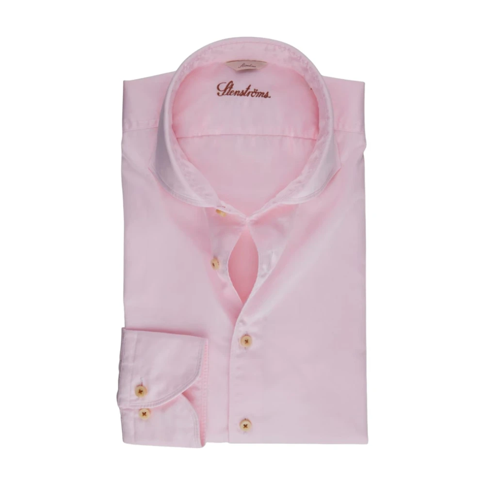 Stenströms Roze Twill Fitted Body Overhemd Pink Heren
