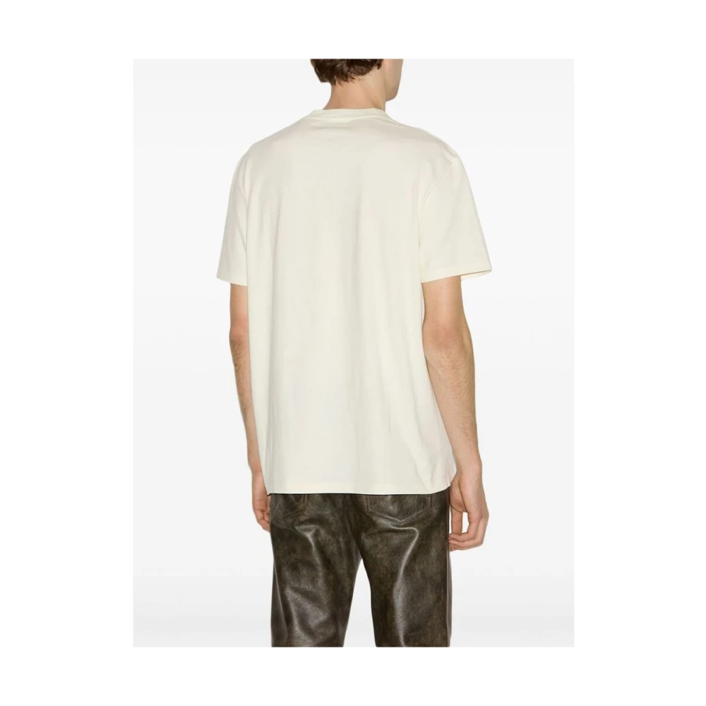 Isabel marant Geborduurd Logo Crew Neck T-shirt Beige Heren