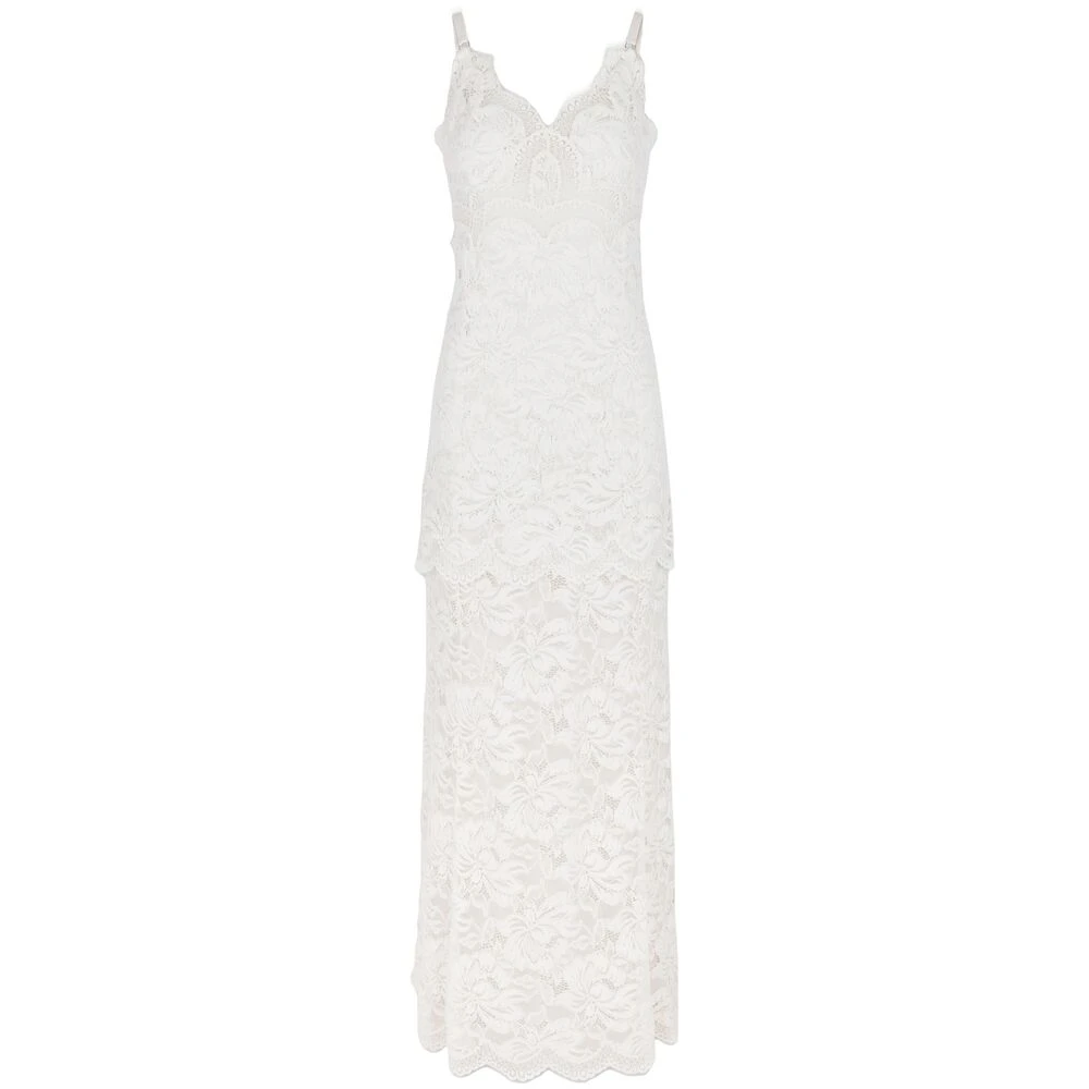 Paco Rabanne Ivoor Wit V-Hals Lange Jurk White Dames