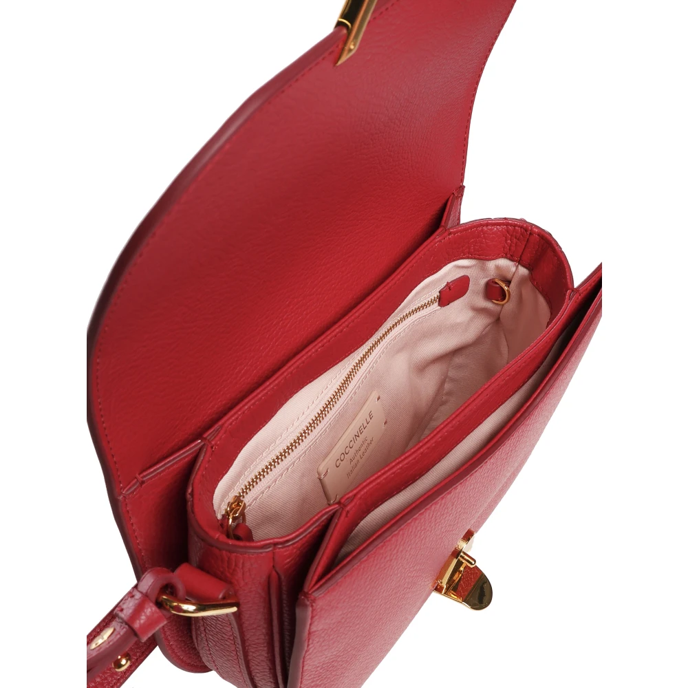 Coccinelle Rode leren schoudertas met klep Red Dames