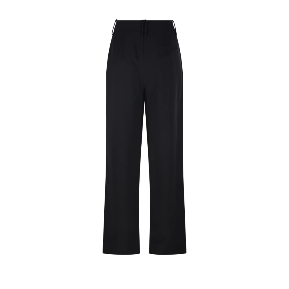 Ganni Relaxed Plooibroek in Licht Twill Black Dames