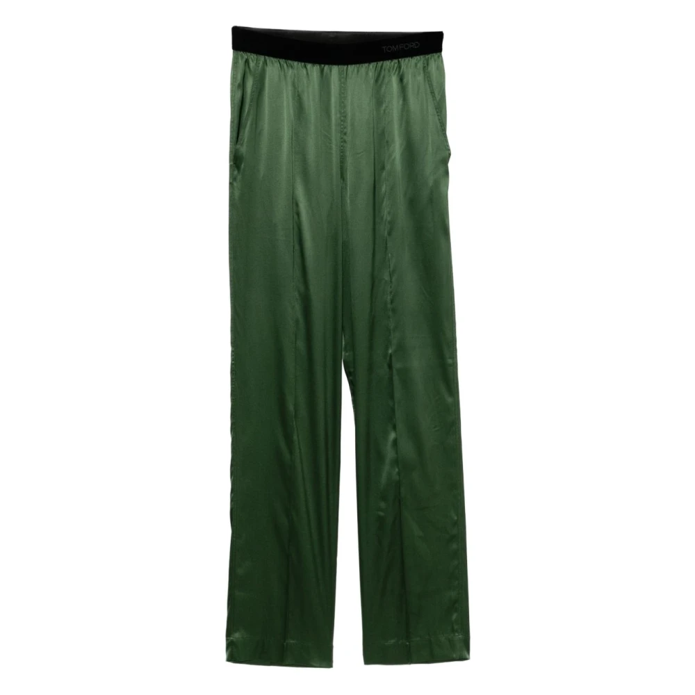 Tom Ford Women's Green Stretch Silk Satin Pj Pants