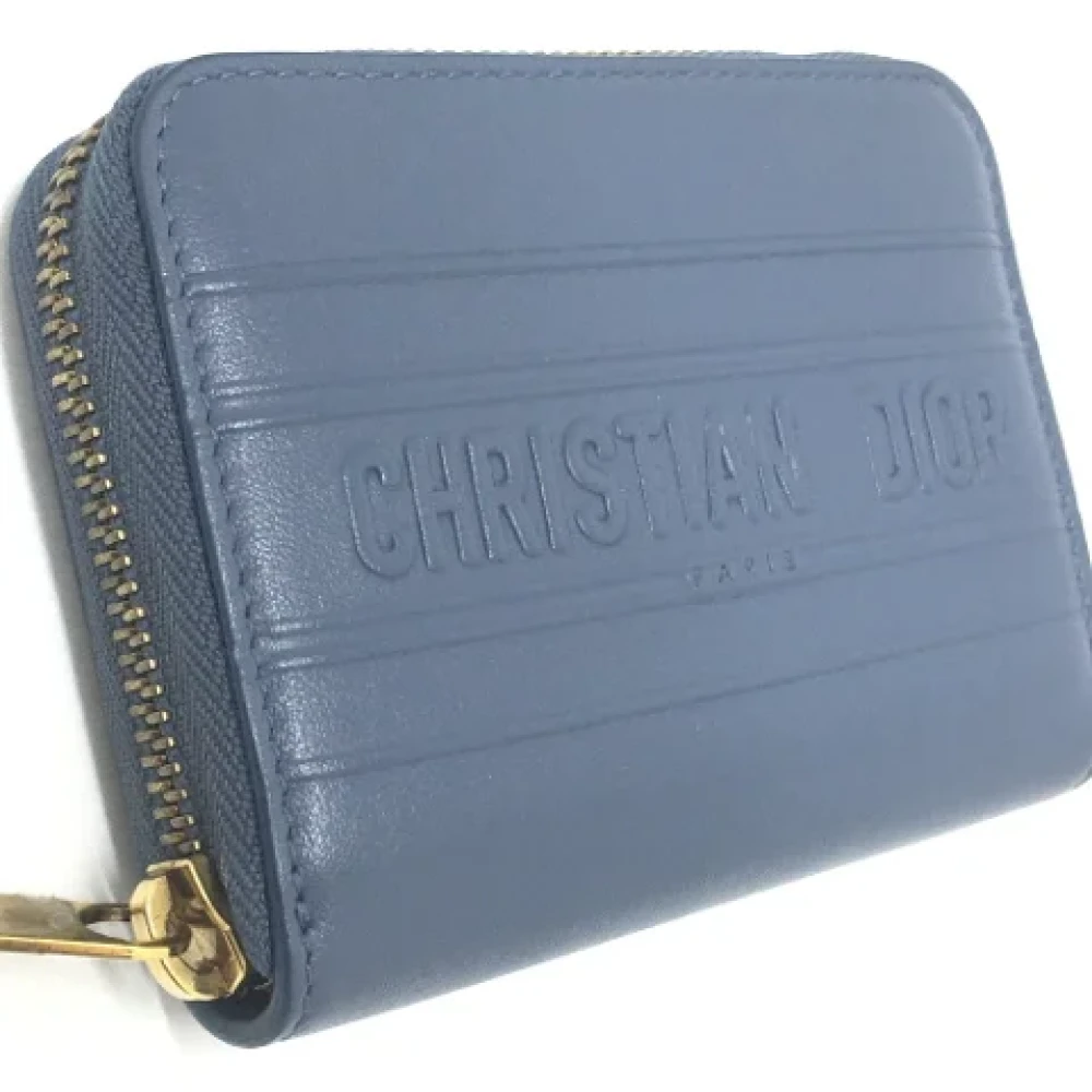 Dior Vintage Pre-owned Leather wallets Blue Dames