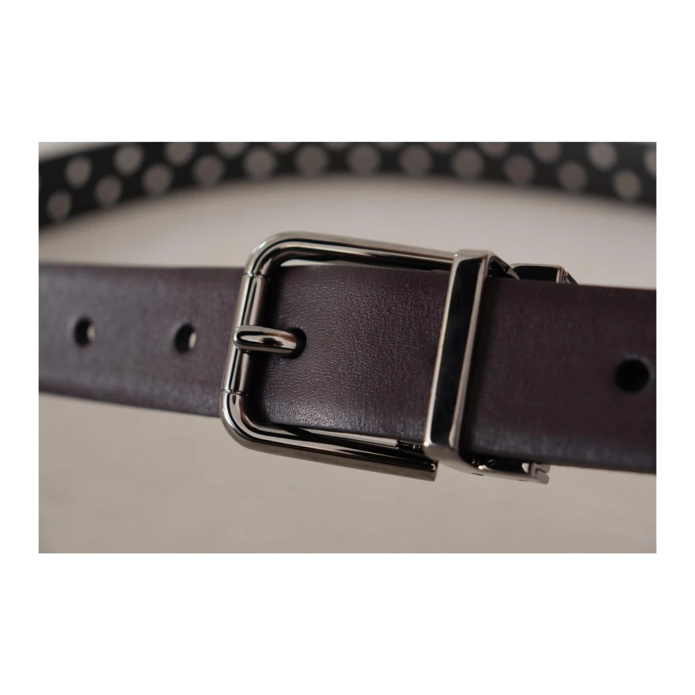 Dolce & Gabbana Paars Geperforeerde Leren Riem Metalen Gesp Purple Heren