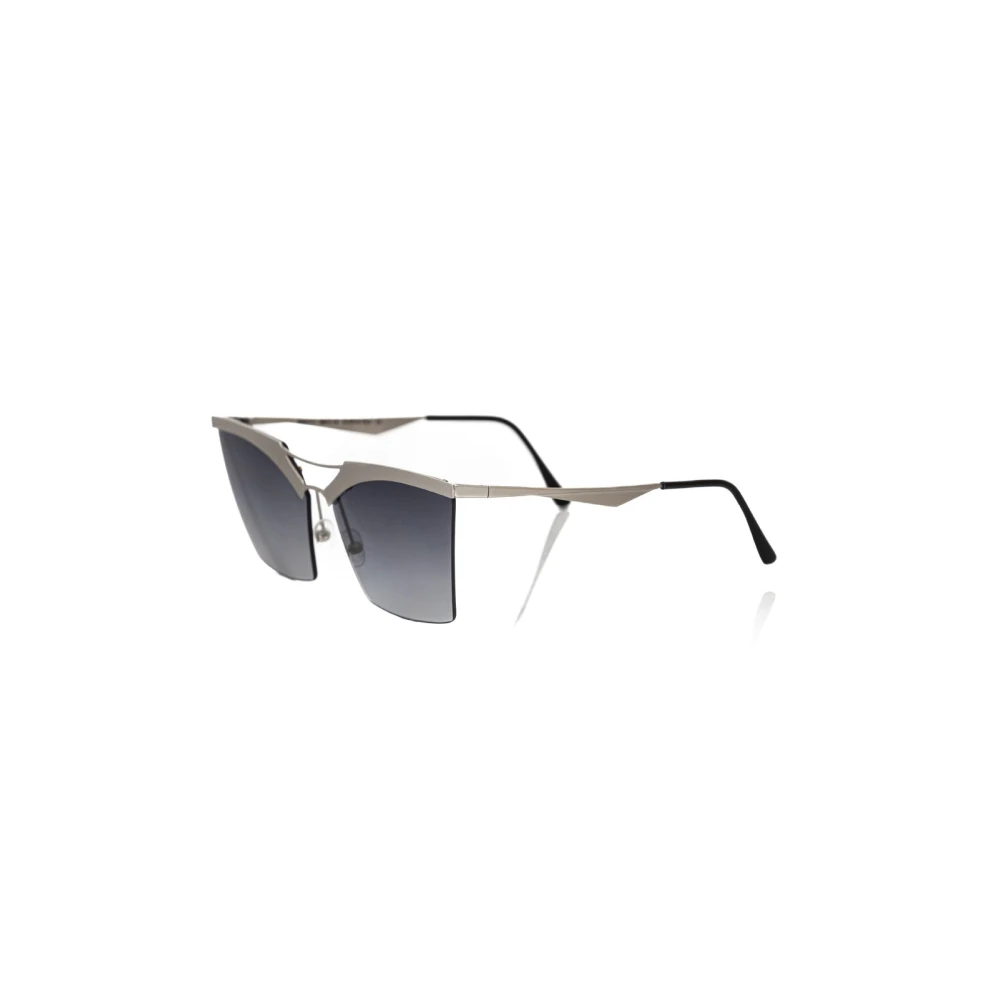 Frankie Morello Clubmaster Solglasögon Silver Svart Gradient Linser Gray, Dam