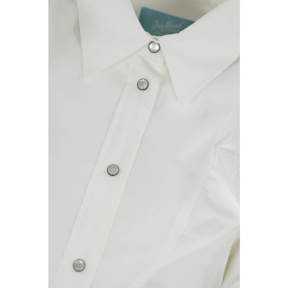 Max Mara Weekend Witte Katoenen Blouse Ruches Lange Mouwen White Dames