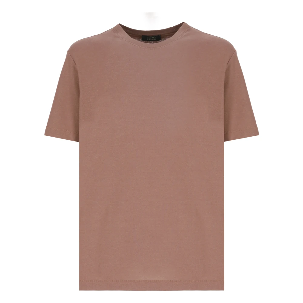 Zanone Bruine Katoenen T-shirt met Ronde Hals Brown Heren