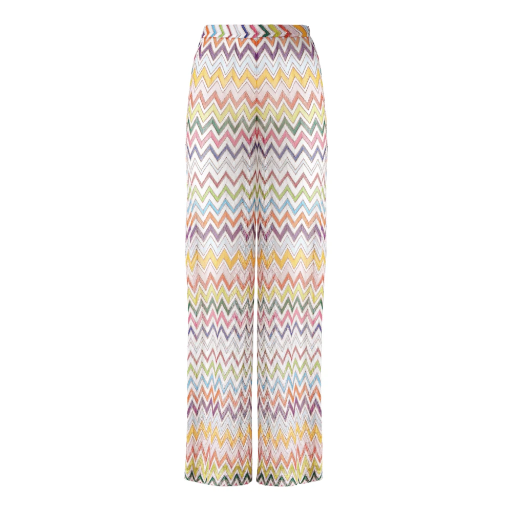 Missoni Women's Multicolor Zig Zag Palazzo Trousers - Wide Trousers - L - Trousers