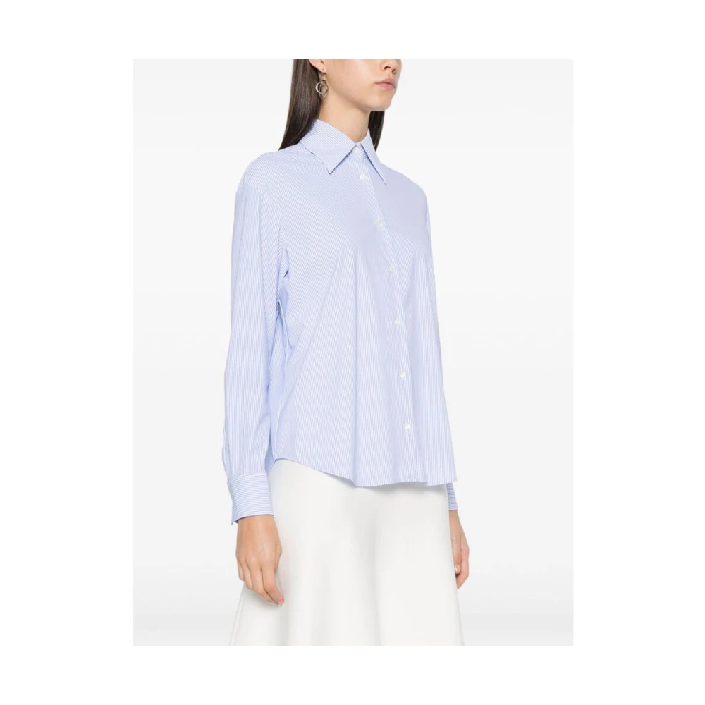 Mazzarelli Blauw Gestreept Overhemd met Knopen Blue Dames