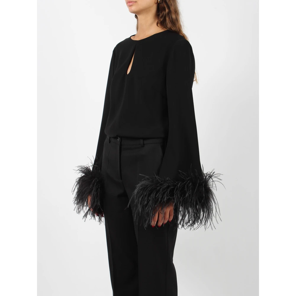P.a.r.o.s.h. Veren Poker Blouse met Drop Halslijn Black Dames