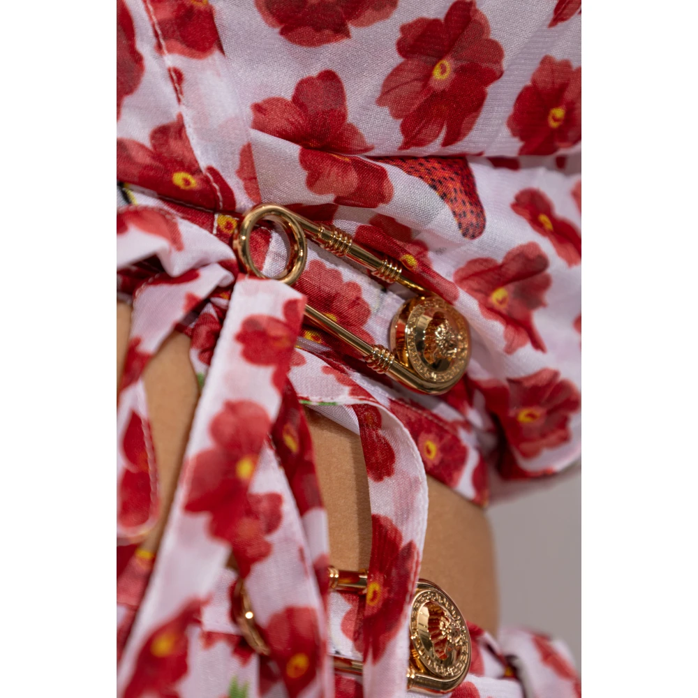 Versace Korte geplooide strandoverhemd Red Dames