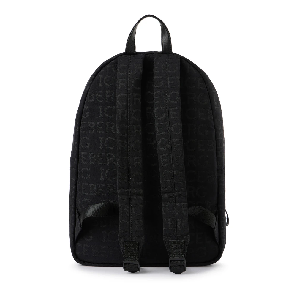 Iceberg Zwarte draagrugzak in allover jacquardstof met logo Black Heren