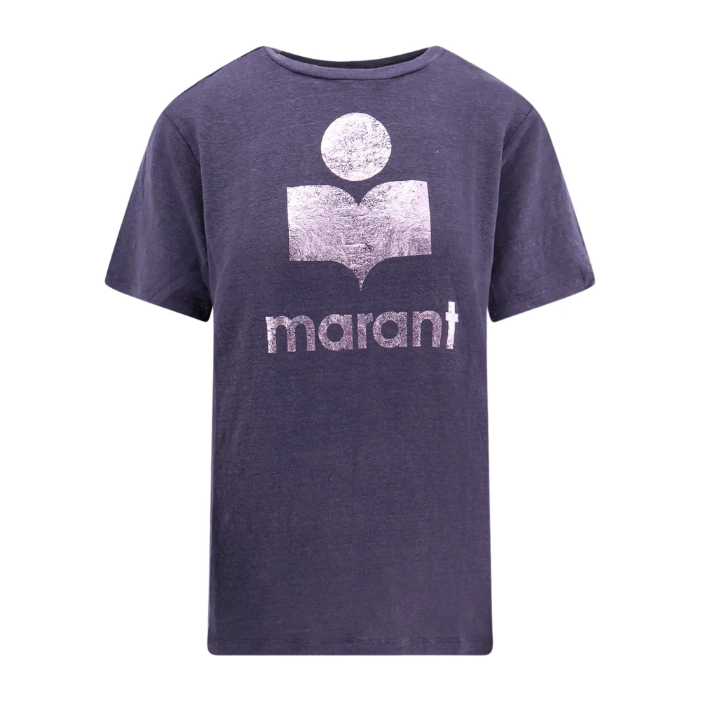 Isabel Marant Étoile Linnen T-shirt met Frontaal Logo Blue Dames