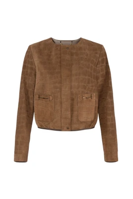 Alligator-Print Suede Jacket
