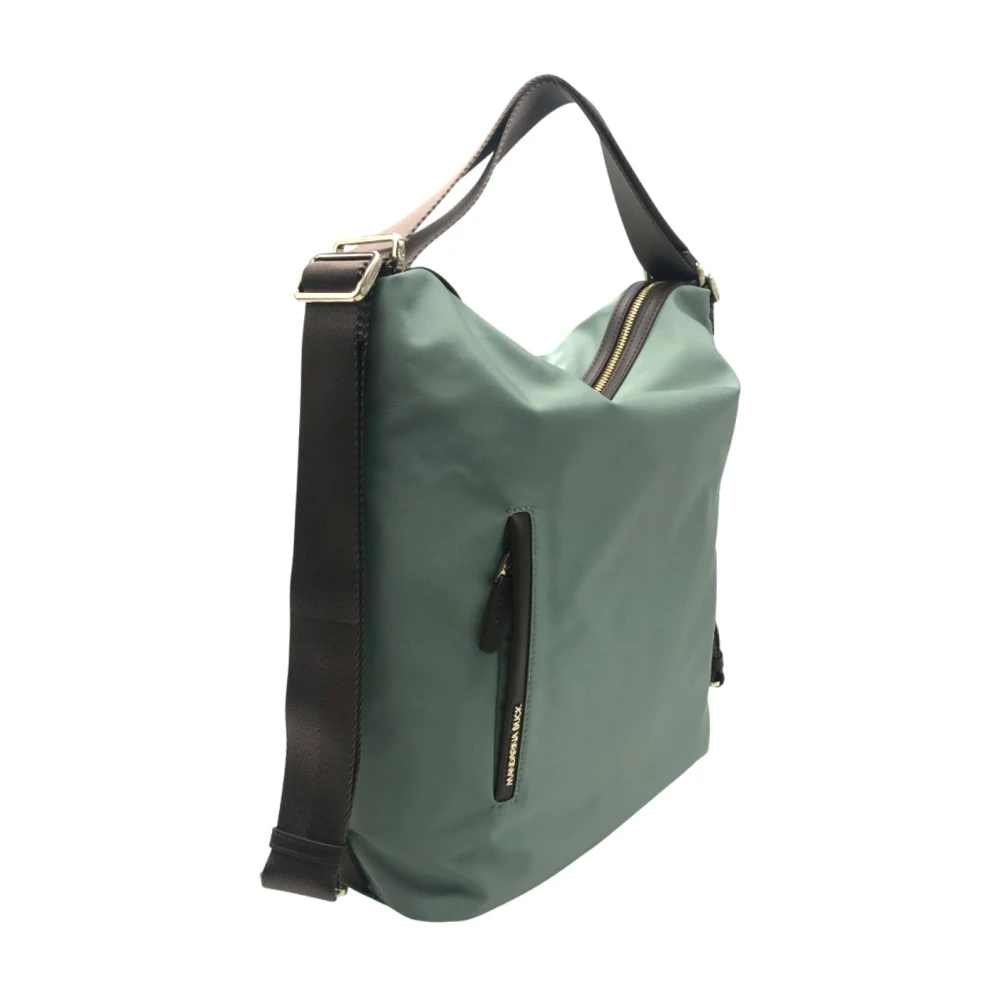 Mandarina Duck Omkeerbare Nylon Schoudertas met Eco-leren Details Green Dames