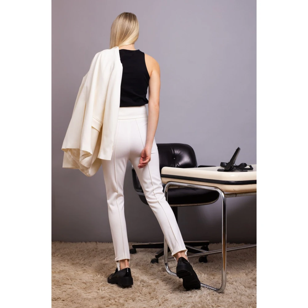 Loulou Studio Hoge Tapered Wollen Broek Beige Dames