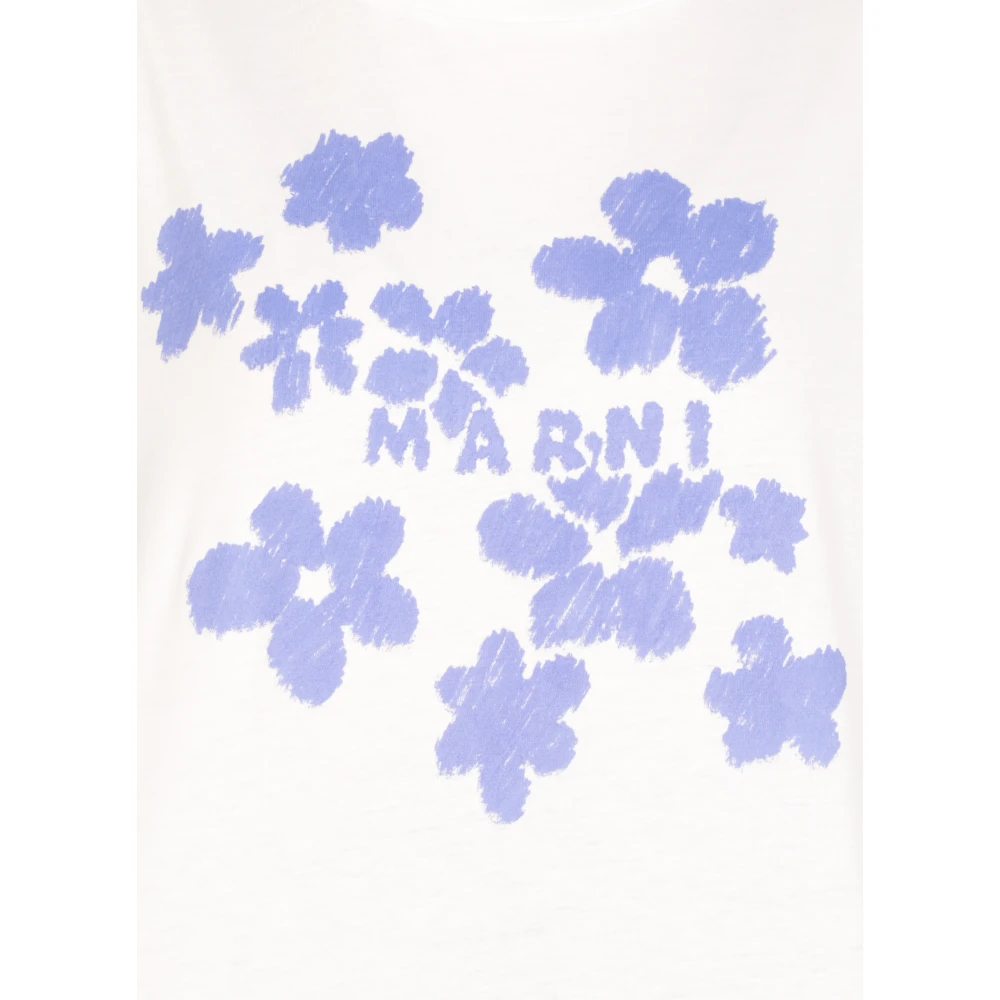 Marni Witte Katoenen T-shirt Ronde Hals Korte Mouwen White Dames