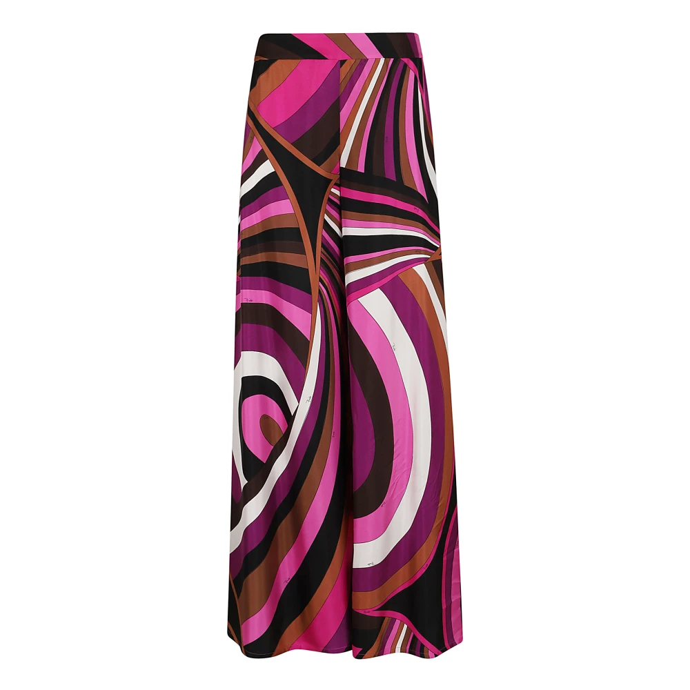 EMILIO PUCCI Zijden twill broek in fuchsia en bruin Multicolor Dames