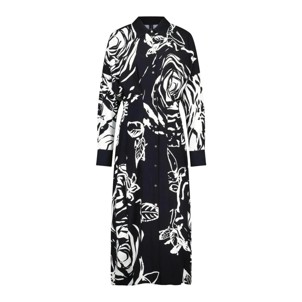 Marc Cain Bloemenprint overhemdjurk Black Dames