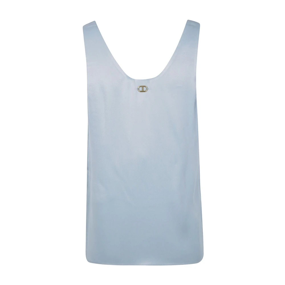 Twinset Blauwe Top met Brede Bandjes Blue Dames
