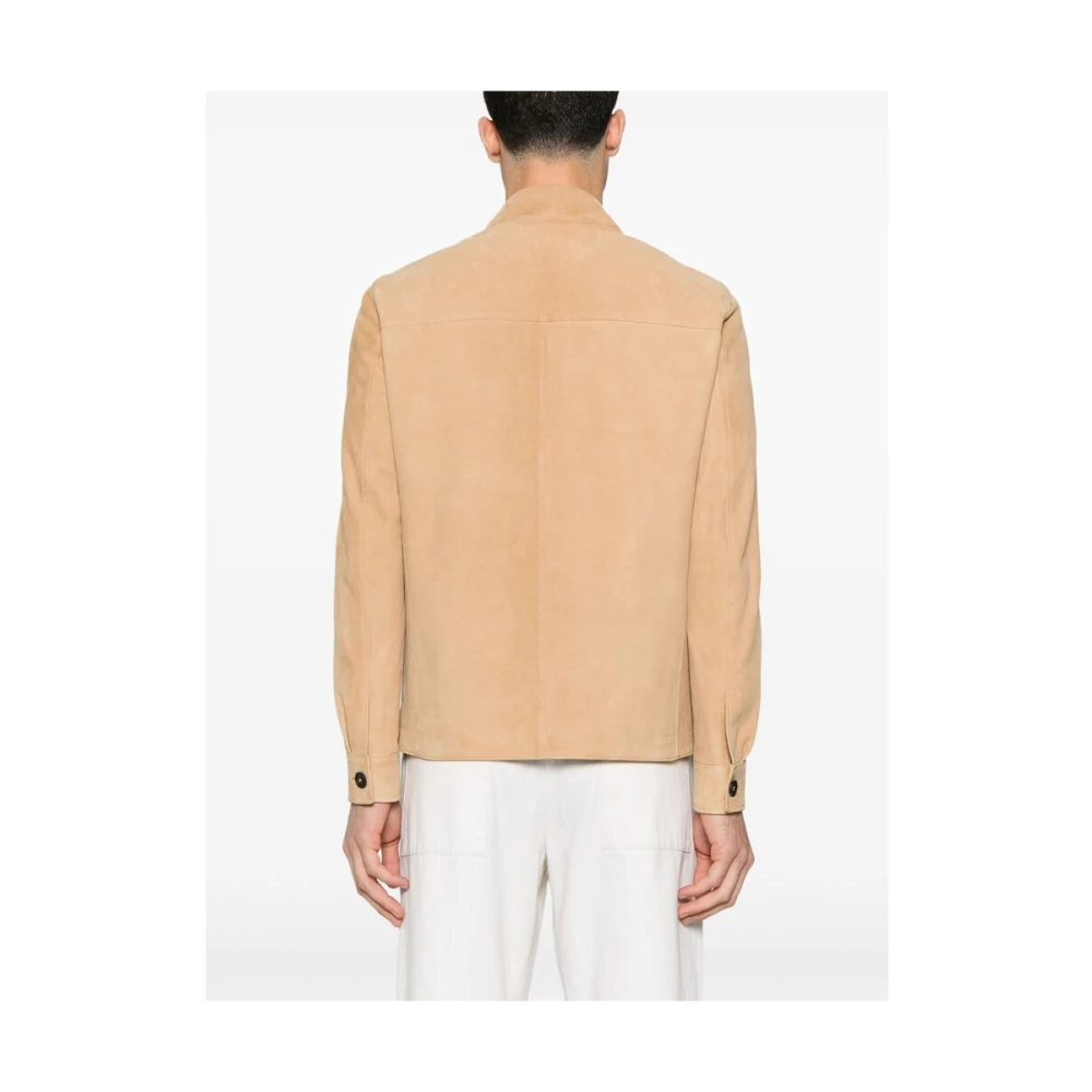 Tagliatore Leren Buitenbekleding Beige Heren