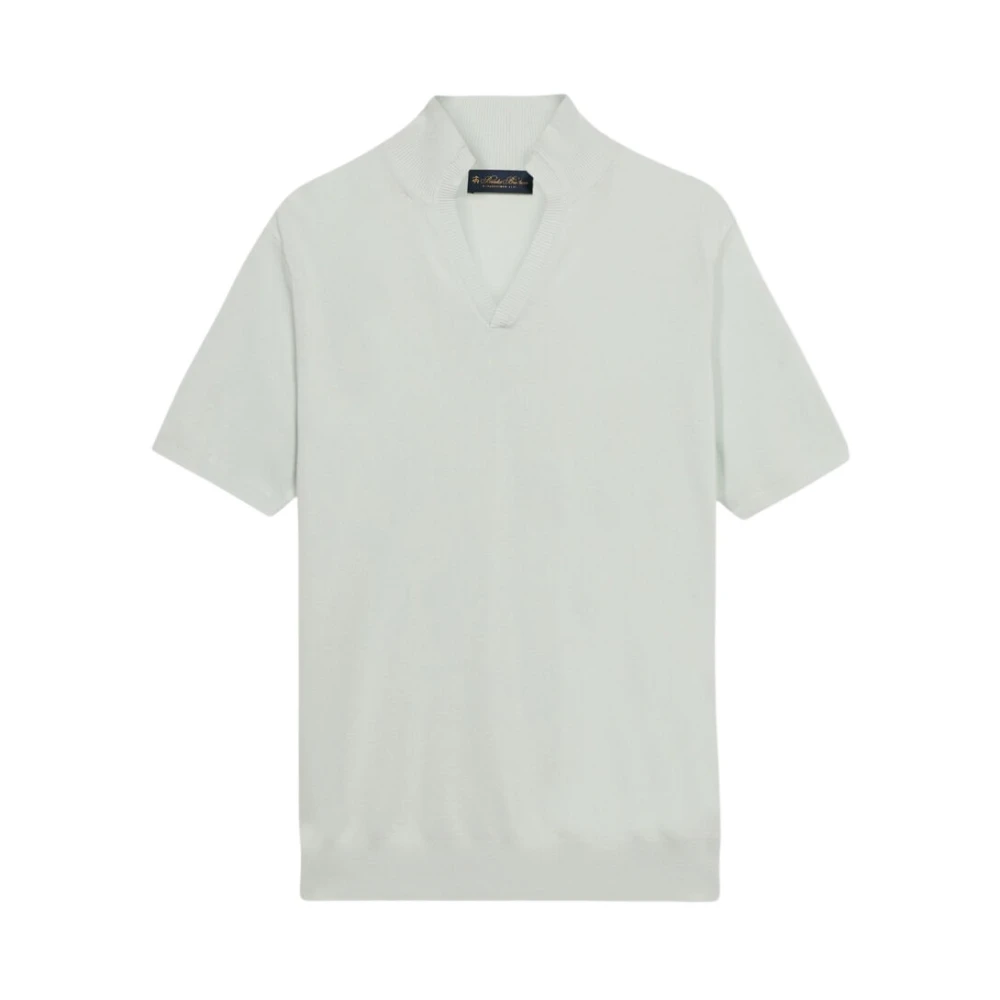 Brooks Brothers Men's White Polo Shirts, L, Open Collar Piqué Knit Polo
