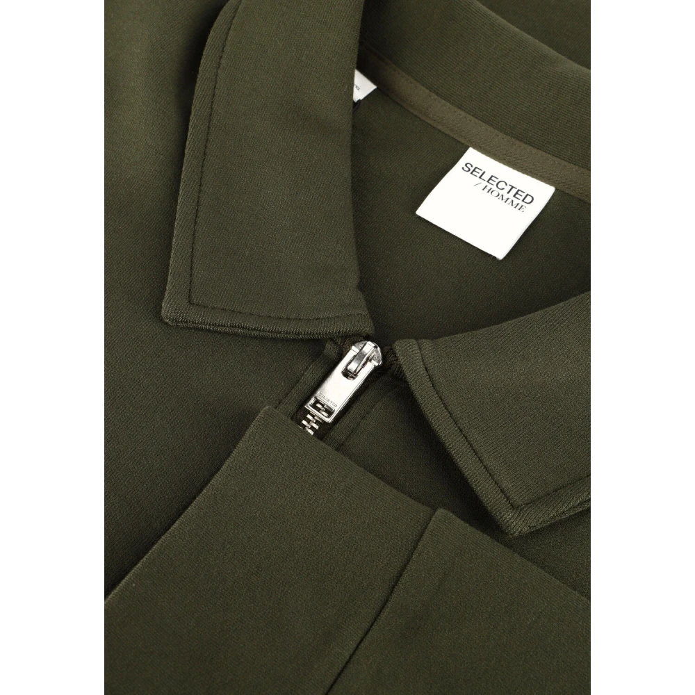 Selected Homme Groen Zacht Volledige Rits Sweat Vest Green Heren