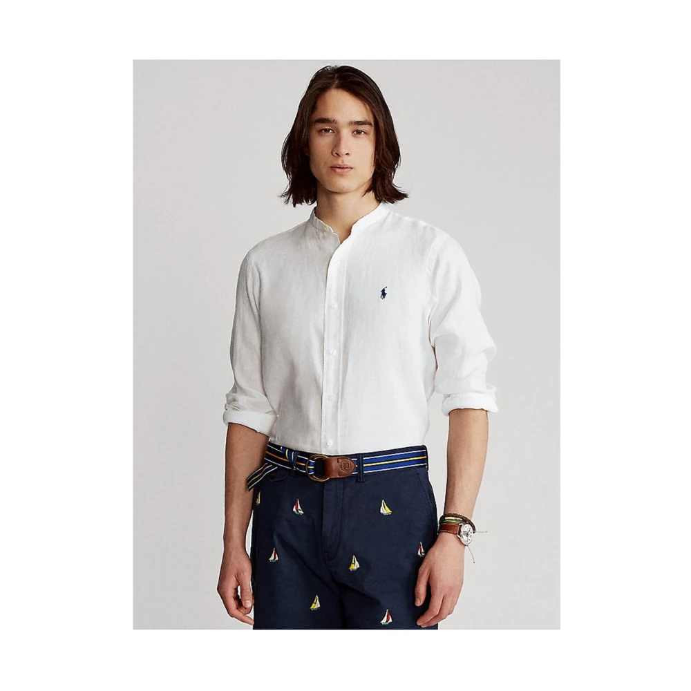 Ralph Lauren Wit Linnen Overhemd met Knoopsluiting White Heren