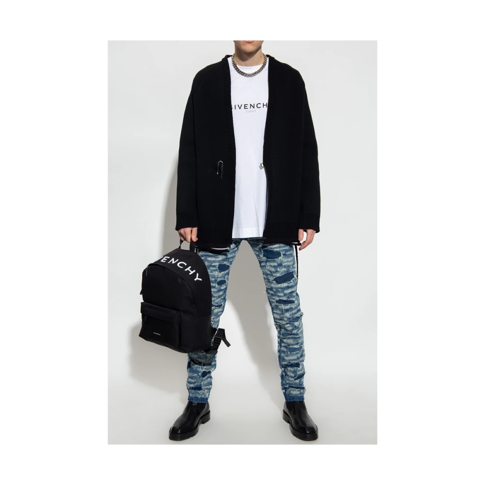 Givenchy Zwart Logo Oversized T-Shirt White Heren