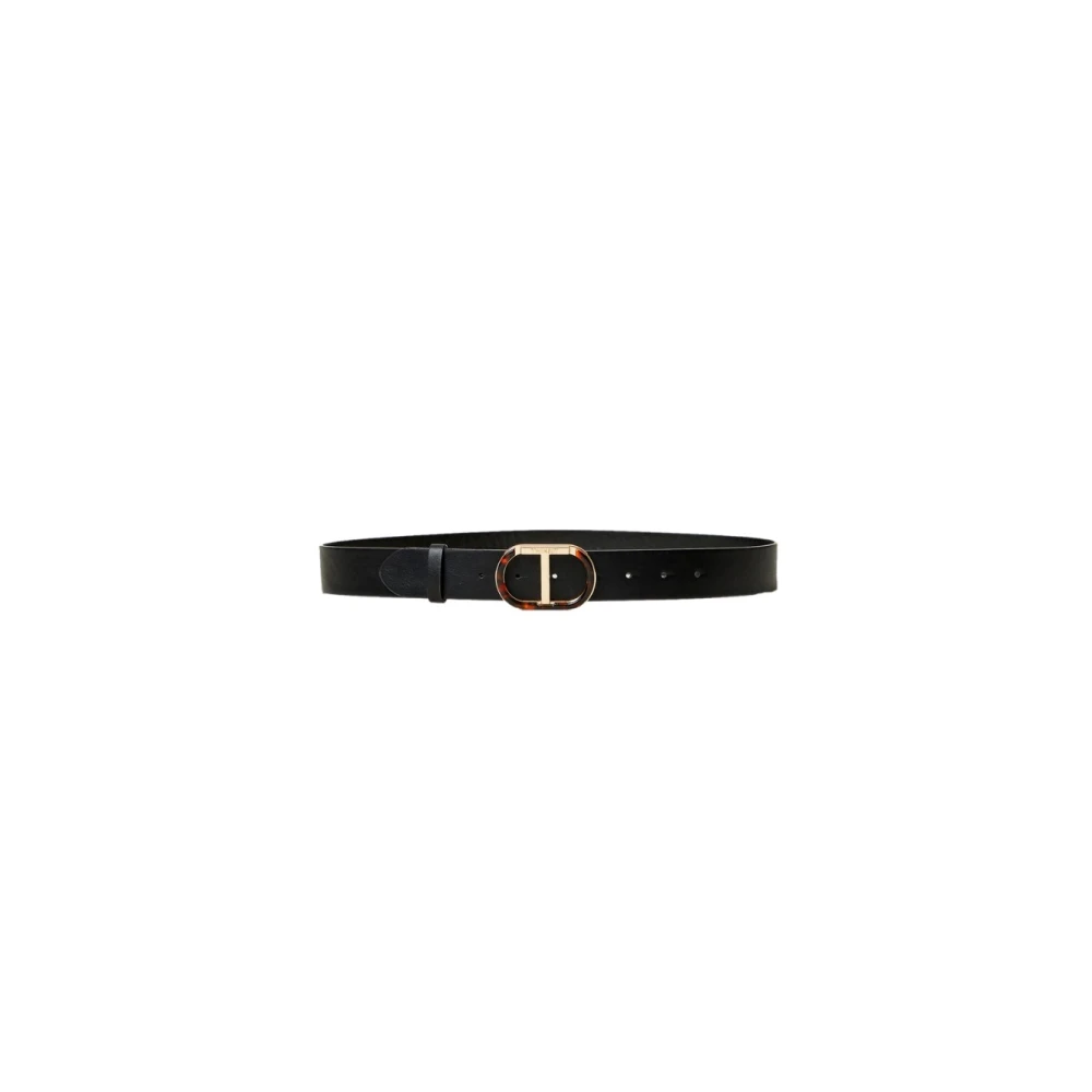 Twinset Black Low Waist Oval T Enamel Belt - Female - Belts - L - Accessories