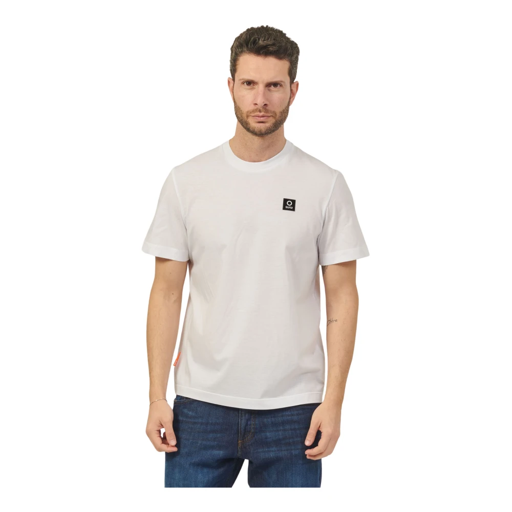Suns Witte Katoenen T-shirt met Logopatch White Heren
