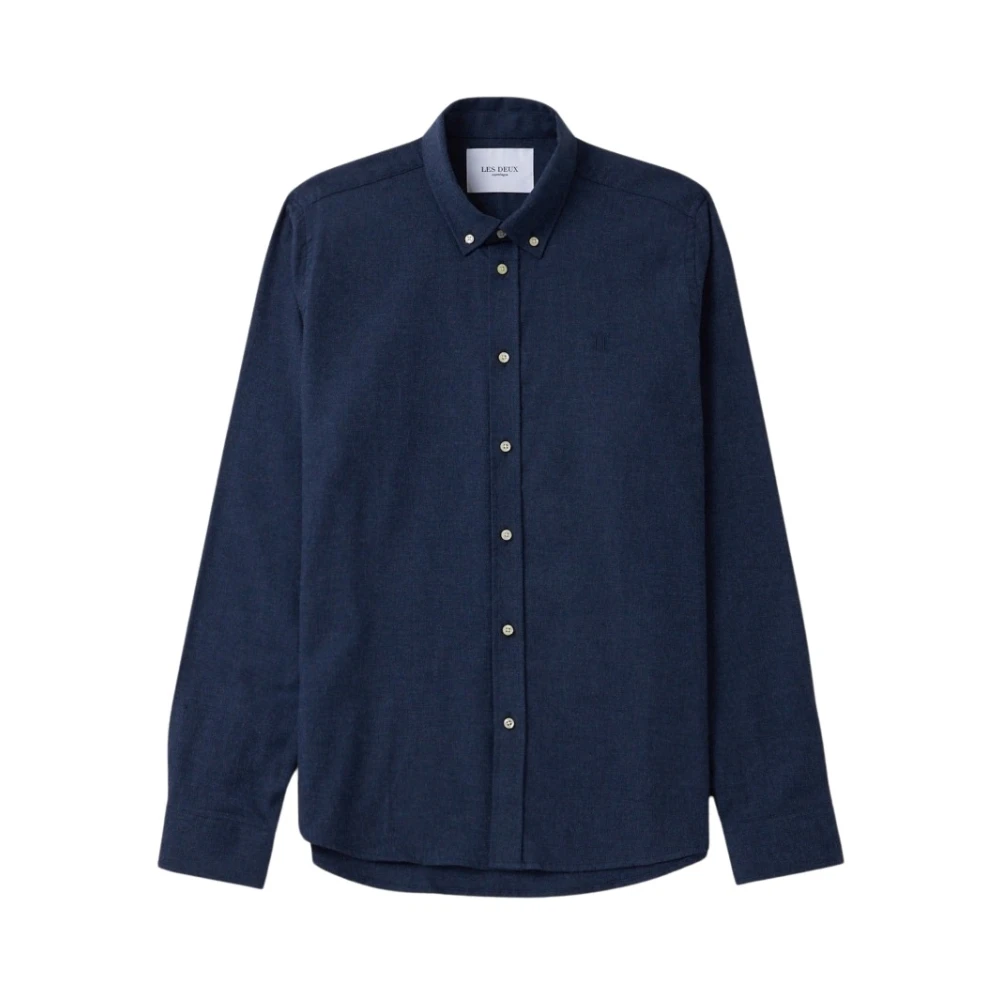 Les Deux Navy Geborstelde Textuur Reg Shirt Blue Heren