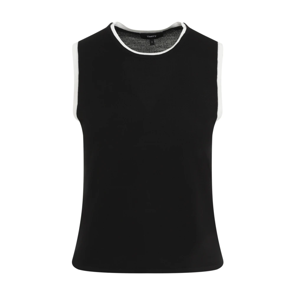 Theory Zijden Trim Tank Top Black Dames