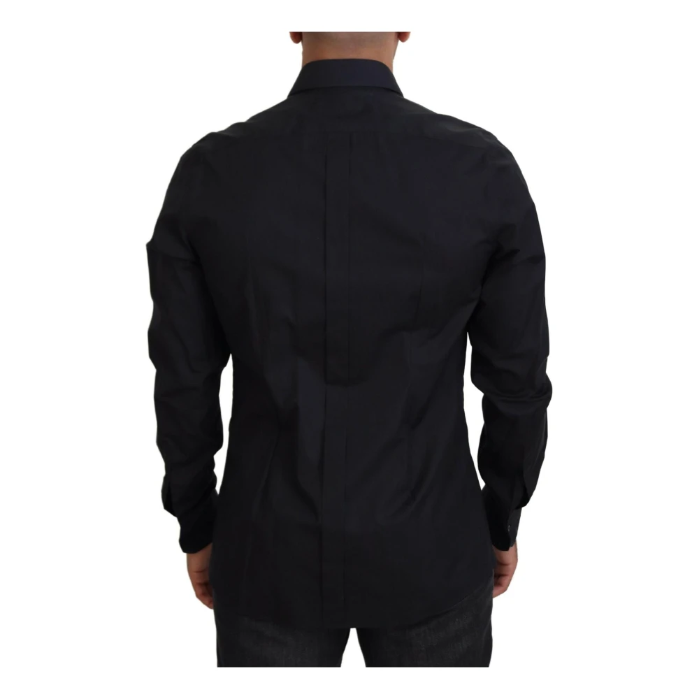 Dolce & Gabbana Zwart Overhemd met Rozenborduursel Black Heren
