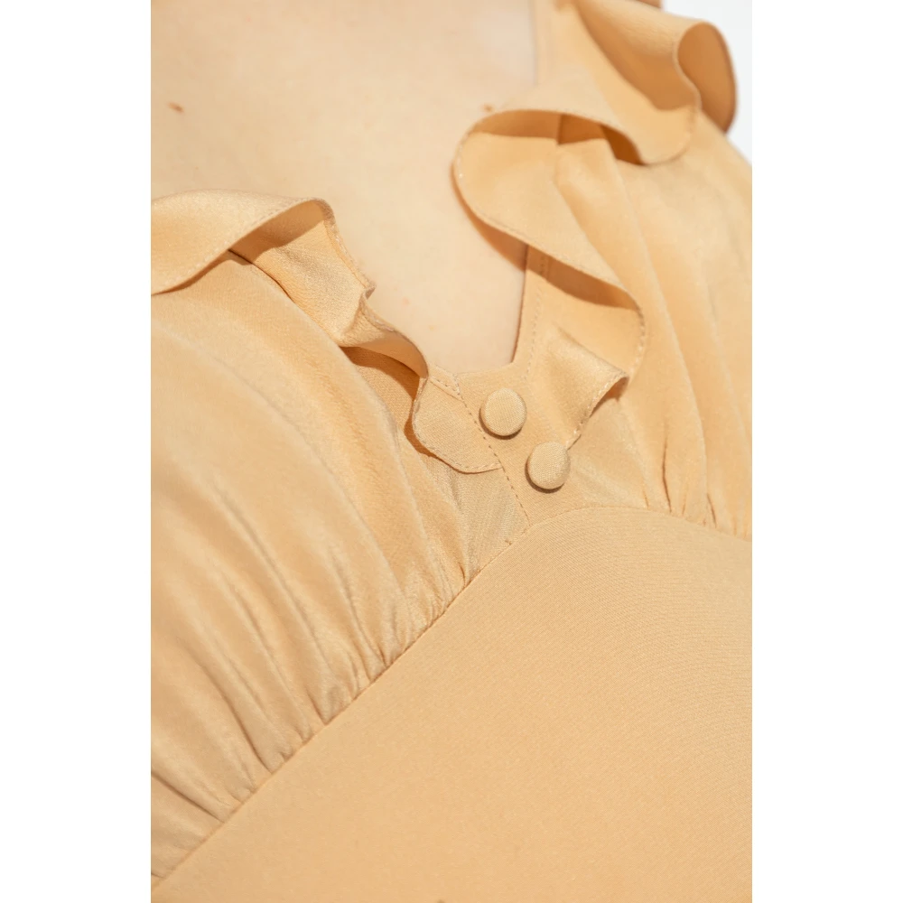 Chloé Zijden jurk met ruches Beige Dames