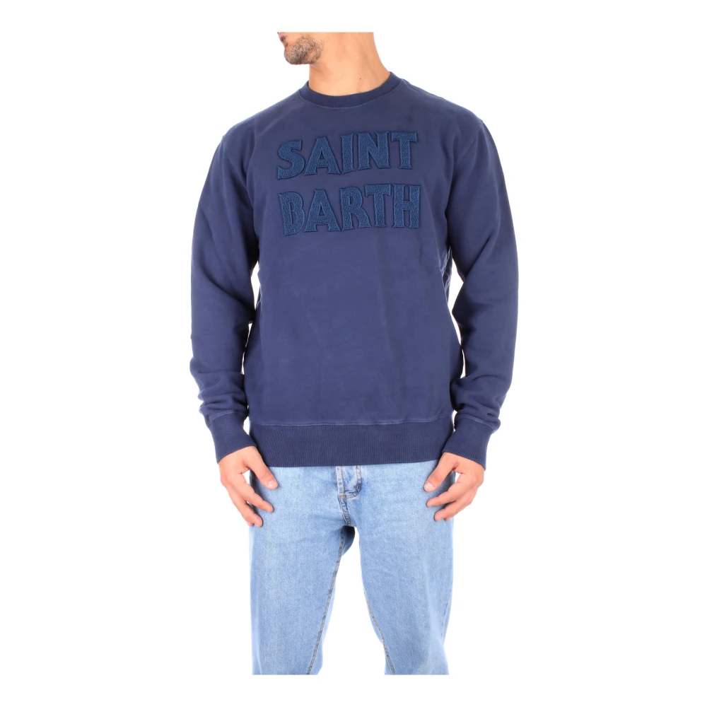 MC2 Saint Barth Blauwe Logo Sweatshirt voor Heren Blue Heren