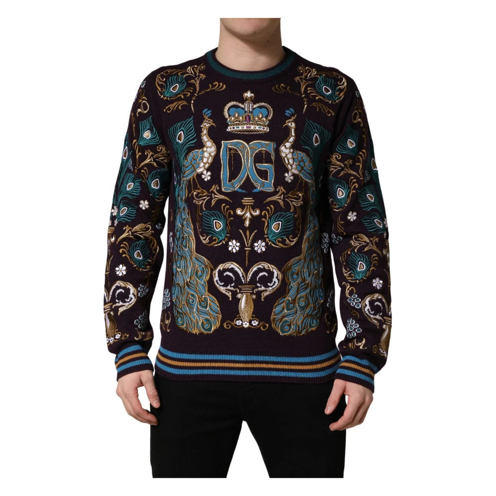 Dolce & Gabbana Men's Multicolor Crewneck Pullover - Cashmere Knitwear - L - Knitwear