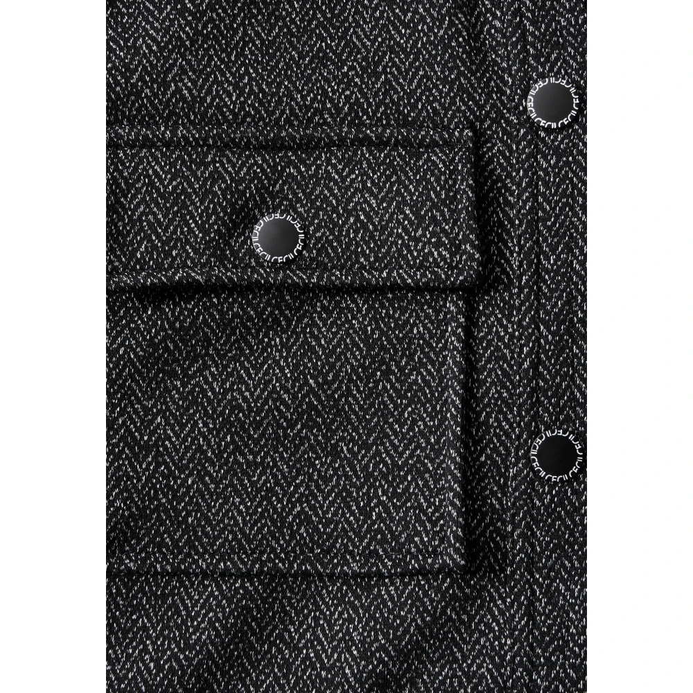cecil Gewatteerd Overshirt met Capuchon en Zakken Black Dames