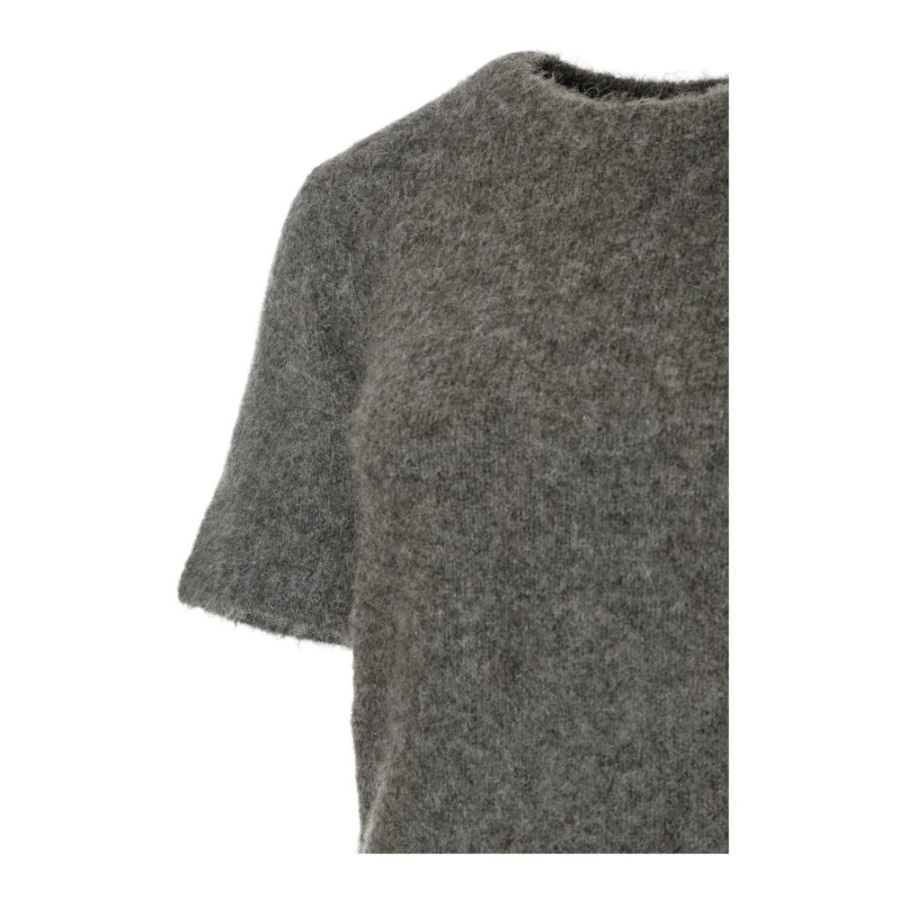 Samsøe Geborstelde Knit Sweater met Korte Mouwen Gray Dames