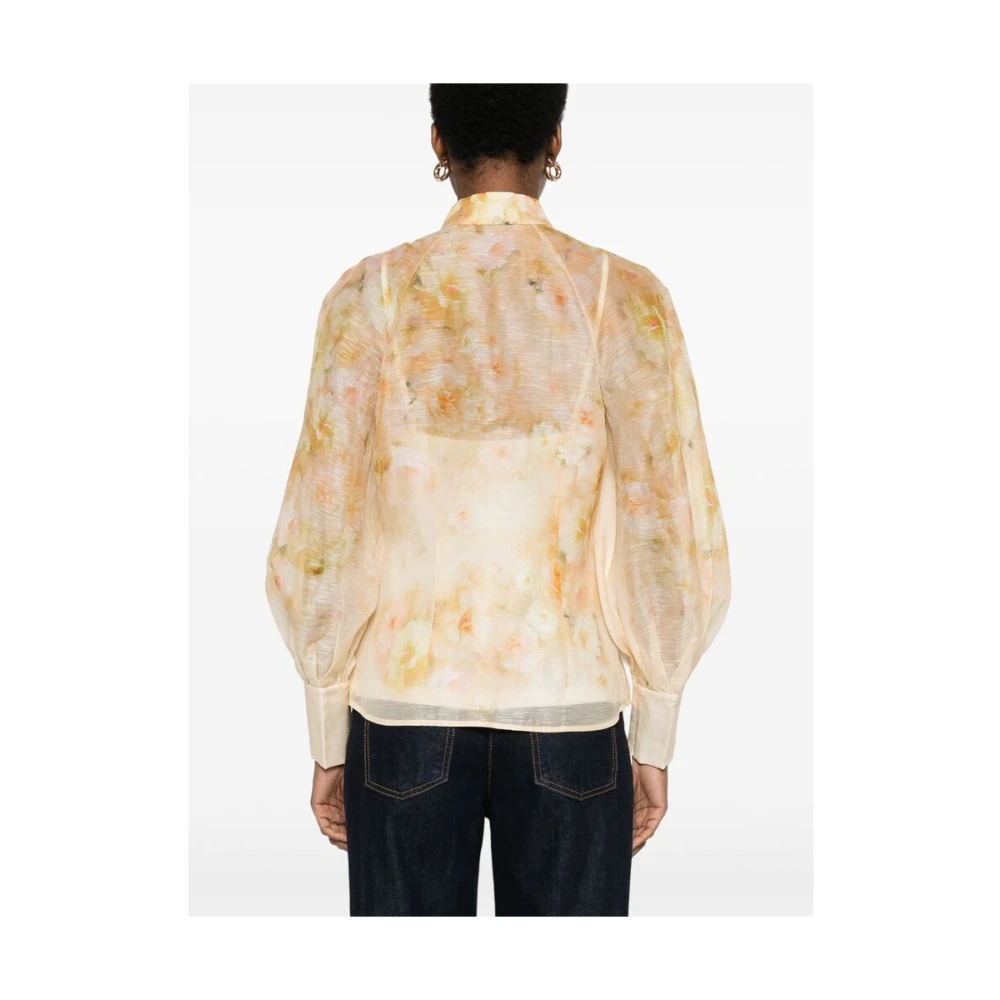 Zimmermann Bloemenprint Linnen-Zijde Blouse Yellow Dames